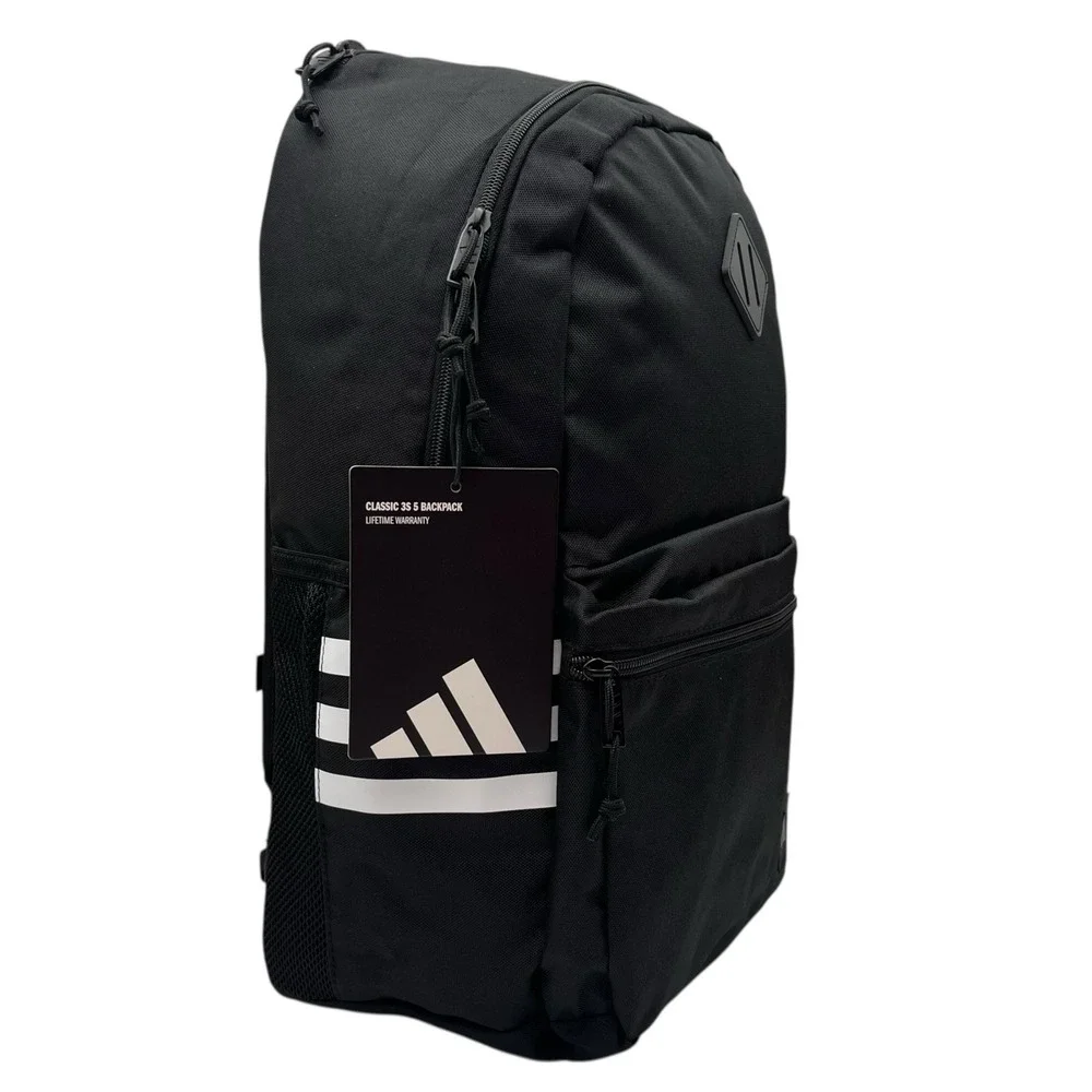 Adidas Classic 3S 5 Unisex School Backpack Fits 16" Laptop Black White Stripes - Picture 3 of 13
